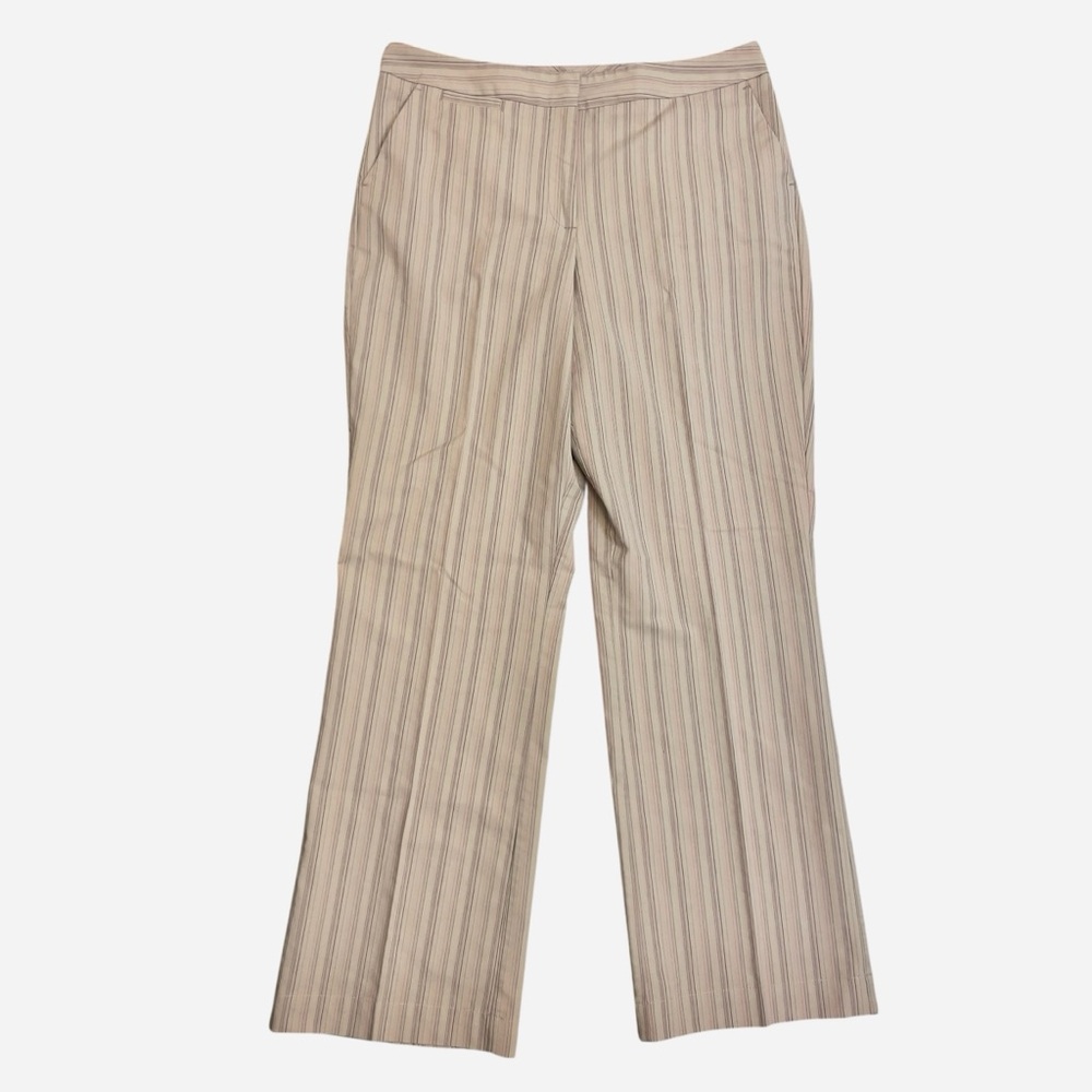 NYCC Vintage Tan & Pink Pinstripe Wide Leg Stretch Preppy Trouser Pants